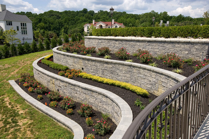 miniCreta retaining wall planting areas - Total Package Landscaping